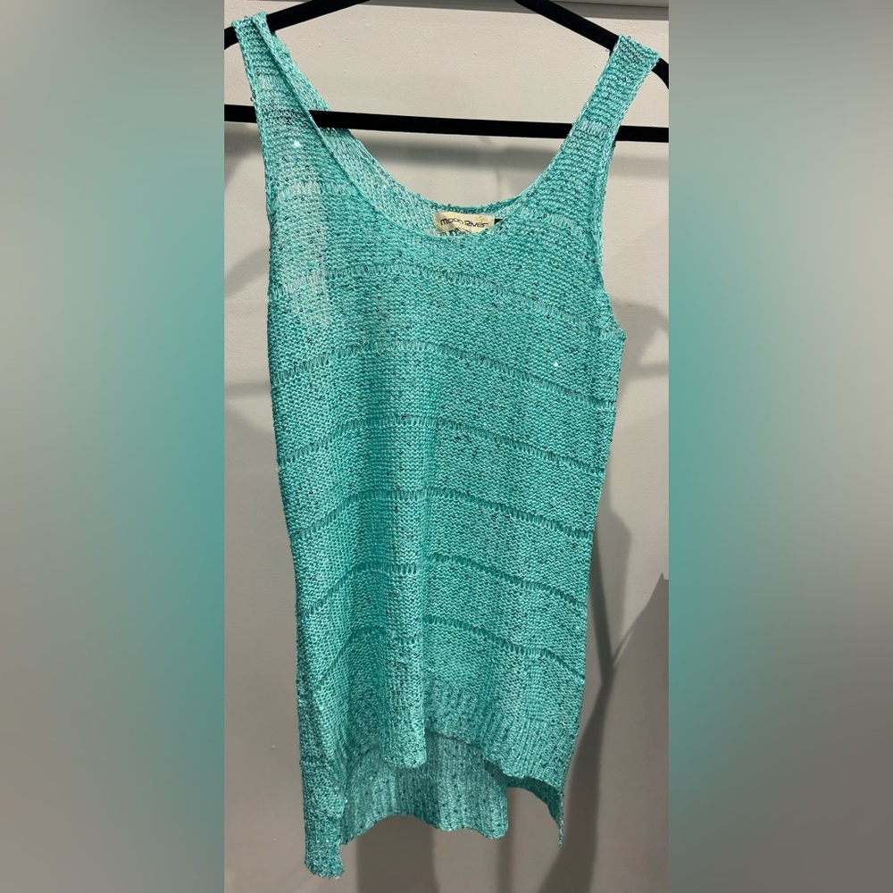 Moon River Turquoise Sequin Tank Top Size M/L